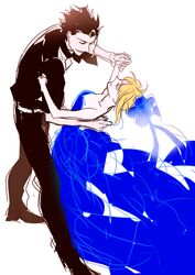  danbi2021 dancing dress fate/zero fate_(series) hair_ornament lancer_(fate/zero) mole saber 