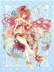  bare_legs barefoot belt bird bracelet dress end_breaker! feet hair_ornament jewelry long_hair long_legs necklace red_hair redhead short_shorts shorts soles toes very_long_hair 