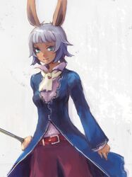  bangs blunt_bangs bunny_ears final_fantasy final_fantasy_tactics_advance kuro_(artist) mole rabbit_ears short_hair sword valentyne viera weapon 