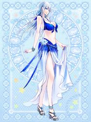  anklet bikini blue_eyes bracelet end_breaker! jewelry long_hair nail_polish necklace pale_skin sandals sarong skirt swimsuit toenail_polish white_hair 