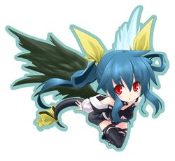  deku_(pixiv26269) dizzy guilty_gear red_eyes simple_background solo tail thigh-highs thighhighs white_background wings 