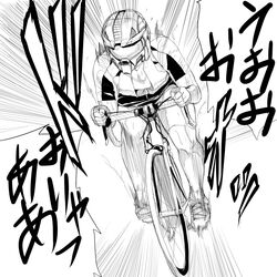  fingerless_gloves gloves halo_(game) helmet highres monochrome shoes shorts sketch sneakers translated translation_request 