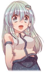  breasts cream_(nipakupa) kochiya_sanae long_hair looking_at_viewer simple_background smile solo touhou white_background 