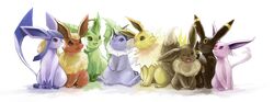  absurdres eevee espeon everyone flareon glaceon highres jolteon leaf leafeon long_image nejita no_humans pokemon revision umbreon vaporeon wide_image wink 