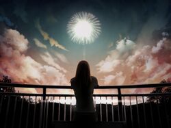  cloud clouds fireworks highres hono_mochizuki long_hair original scenery sky sunset 