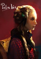  blonde_hair braid copyright_request hair_bun k-bose lips portrait solo twin_braids 