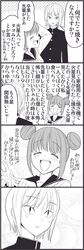  4koma closed_eyes comic double_bun monochrome original school_uniform serafuku smile wakabayashi_toshiya 