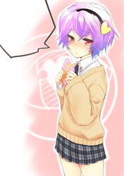  1girl blush contemporary hairband kiritomo_koroha komeiji_koishi pink_eyes pink_hair school_uniform short_hair solo touhou 