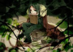  book cape fate/zero fate_(series) green_eyes green_hair magic_circle motsu_(kk_3) solo sword waver_velvet weapon 