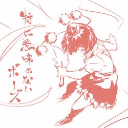  hat monochrome red shameimaru_aya short_hair simple_background smile solo tokin_hat touhou white_background yudepii 