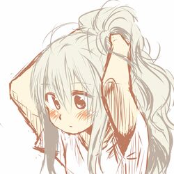  blush bust long_hair original retsujou_(yudepii) simple_background solo white_background yudepii 