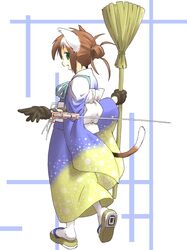  animal_ears brown_hair cat_ears cat_tail gloves green_eyes ray-kudryavka short_hair smile solo tail yudepii 