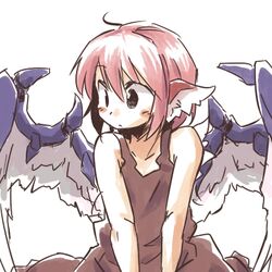  blush dress kemonomimi lowres mystia_lorelei pink_hair short_hair simple_background sketch solo touhou white_background wings yudepii yuderupii 