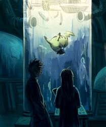  1girl blue_(pokemon) dark ditto laboratory minzky ookido_green pikachu pokemon pokemon_(game) pokemon_rgby 