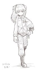  boots cross-laced_footwear dated evangelion:_2.0_you_can_(not)_advance headwear_removed helmet helmet_removed huu00 knee_boots lace-up_boots long_hair monochrome neon_genesis_evangelion pilot_suit rebuild_of_evangelion shikinami_asuka_langley solo soryu_asuka_langley souryuu_asuka_langley 