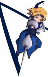  armor blonde_hair breastplate charlotte_christine_de_colde elbow_gloves gloves long_hair pauldrons rapier samurai_spirits solo sword weapon yajirushi_(chanoma) 