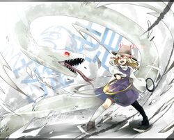  blonde_hair eyes hat mishaguji moriya's_iron_rings moriya's_iron_rings moriya_suwako moyasinobaka9627 open_mouth red_eyes short_hair slit_pupils snake solo touhou 