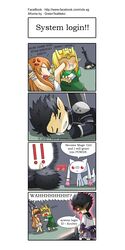  akemi_homura_(cosplay) asuna_(sao) cosplay crossover english engrish greenteaneko hair_over_breasts highres kirito kirito_(sao-alo) kyubey mahou_shoujo_madoka_magica make_a_contract oberon_(sao) ranguage sword_art_online titania_(sao) topless 