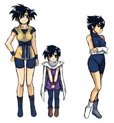  armband bare_shoulders black_hair blue_eyes cape dragon_ball dragon_ball_z dragonball_z genderswap gloves pantyhose short_hair skirt sleeveless son_gohan son_gokuu tata_(tataray121) vegeta 