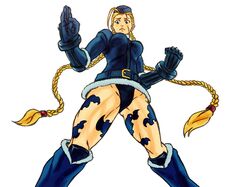  ahoge alternate_costume belt blonde_hair blue_eyes boots braid breasts cammy_white camouflage fighting_stance from_below garrison_cap gloves hat huge_ahoge johnny_olm knee_boots knee_pads leotard long_hair scar solo street_fighter thick_thighs thighs toned twin_braids very_long_hair winter_clothes winter_coat 