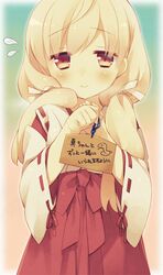  2013 blush cafe_sourire ema flying_sweatdrops gayarou hair_ribbon hakama japanese_clothes light_brown_eyes light_brown_hair low_twintails miko new_year ogiwara_kyouko ribbon smile snake solo 