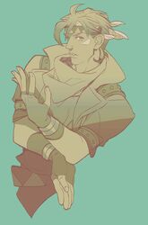  4f4d4c caesar_anthonio_zeppeli facial_mark fingerless_gloves gloves headband jacket jojo_no_kimyou_na_bouken muted_color solo 