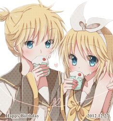  blue_eyes cupcake hiro_(hirohiro31) kagamine_len kagamine_rin vocaloid 