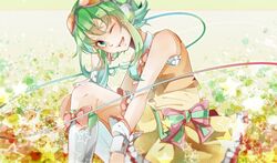  bow goggles green_hair gumi headset nou solo star vocaloid wink 