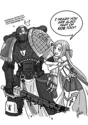 armor asuna_(sao) black_templars chainsword crossover mr_rumbles purity_seal space_marine sword sword_art_online warhammer_40k weapon 