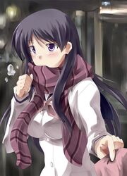  1girl blush jacket long_hair mister_(black_and_white) saki saki_achiga-hen scarf shimizudani_ryuuka solo 