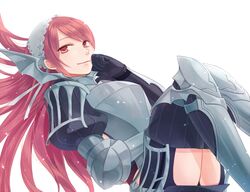  1girl armor boots fire_emblem fire_emblem:_kakusei gauntlets headdress kiyuu long_hair red_eyes red_hair redhead serge_(fire_emblem) smile solo thigh-highs thighhighs 