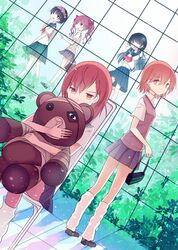 5girls brown_eyes brown_hair chair cuivre head_mounted_display misaka_imouto misaka_mikoto multiple_girls saten_ruiko school_uniform serafuku shirai_kuroko short_hair stuffed_animal stuffed_toy teddy_bear to_aru_kagaku_no_railgun to_aru_majutsu_no_index uiharu_kazari 