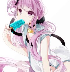  bell chidori_(@rom) popsicle purple_eyes purple_hair side_ponytail solo sophie_(tales_of_graces) tales_of_(series) tales_of_graces violet_eyes 