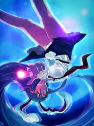  animal_ears breasts bunny_ears bunny_tail finger_gun highres legs long_hair necktie panties purple_hair rabbit_ears red_eyes reisen_udongein_inaba skirt solo tail touhou underwear upside-down very_long_hair 