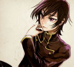  1boy code_geass kayako_(tdxxxk) lelouch_lamperouge short_hair simple_background smile solo 