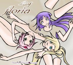 3girls artist_name blonde_hair english green_eyes hair_ornament hair_over_one_eye hairband hairclip harunno_sakura haruno_sakura hits hyuuga_hinata long_hair looking_at_viewer looking_up lying multiple_girls naruto parted_lips pink_hair ponytail purple_hair short_hair sigekitti smile yamanaka_ino 