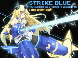  1girl blonde_hair gauntlets glasses hatsumi_nekuta headgear long_hair pantyhose perrine_h_clostermann strike_witches striker_unit vividblue vividred_operation 
