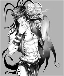  1boy feathers hat jojo_no_kimyou_na_bouken oyecomova shiemasu stand_(jojo) stitches veil vest 