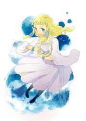  blonde_hair blue_eyes bracelet harp instrument jewelry long_hair nintendo pointy_ears princess_zelda skyward_sword smile the_legend_of_zelda 