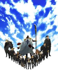  atmos bandana bazooka beard black_hair blamenco blenheim blonde_hair braid brown_hair curiel edward_newgate everyone facial_hair flower_sword_vista formal fossa goggles grin gun hammer haruta_(one_piece) hat helmet horn izou_(one_piece) japanese_clothes jozu kingdew kuta_(maka) long_coat marco mustache namur necktie one_piece pipe polearm pompadour portgas_d_ace rakuyou scar sharp_teeth sky smile speed_jiru suit sword tattoo thatch top_hat weapon 