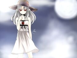  hat melty_blood pointy_ears red_eyes topzter tsukihime white_len 
