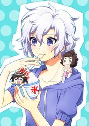  blush character_request miniboy purple_hair sengoku_basara short_hair smile usashiro_mani violet_eyes 