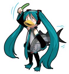  cucumber fish green_hair hatsune_miku kappa open_mouth vocaloid 