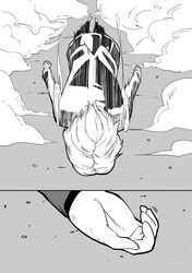  comic gensokigou hands hirasawa_yui k-on! monochrome pantyhose school_uniform short_hair skirt sliding 
