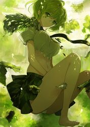  1girl barefoot feet legs looking_at_viewer midriff navel necktie original panties plaid pupps skirt solo underwear upskirt white_panties 