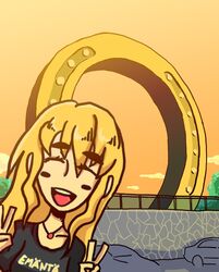  blonde_hair blush_stickers car eyebrows finnish horseshoe k-on! kotobuki_tsumugi motor_vehicle setz solo the_dudesons translated tuuri v vehicle 
