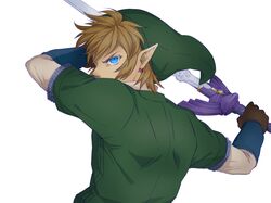  blonde_hair blue_eyes earrings gloves hat jewelry link nintendo pointy_ears saiba_(henrietta) skyward_sword sword the_legend_of_zelda weapon 
