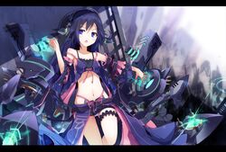  1girl black_hair blue_eyes ichiyan original shorts solo 
