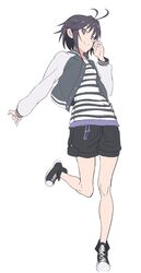  ahoge black_eyes black_hair idolmaster jacket kikuchi_makoto shino_(comic_penguin_club) shorts 