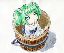  :< bucket from_above kawachi_koorogi kisume solo touhou traditional_media watercolor_(medium) 